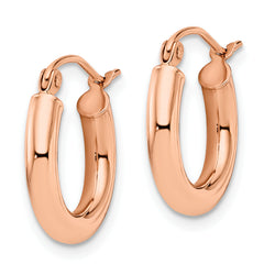 14K Rose Gold Polished 3mm Hoop Earrings with Lifetime Guarantee