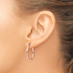 14K Rose Gold Hoop Earrings with Polished Finish Elegant 3mm Design
