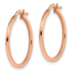 14K Rose Gold Polished Hoop Earrings with Hollow Design  Elegant and Timeless for Women