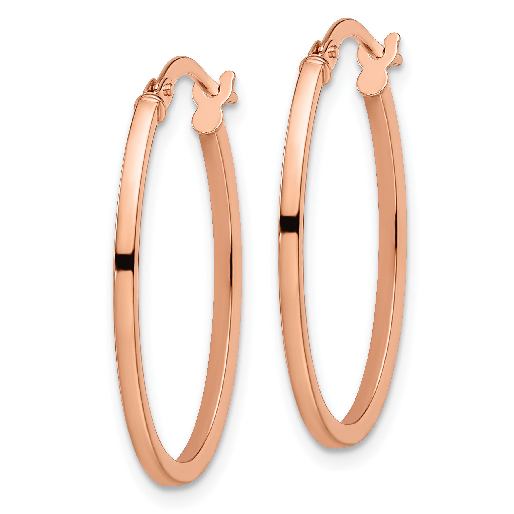 14K Rose Gold Polished Oval Hoop Earrings with Lifetime Guarantee Elegant & Lightweight Secondary image