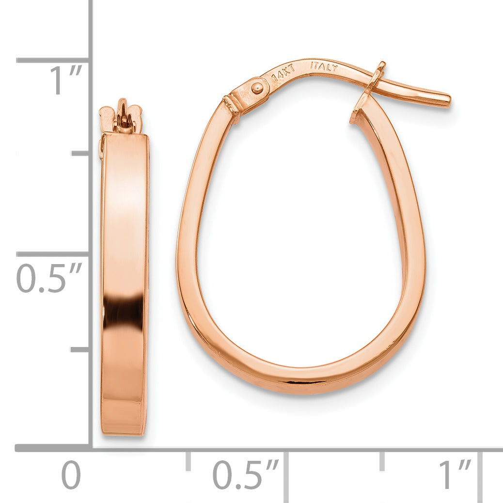 14K Rose Gold Polished U-Shape Hoop Earrings
