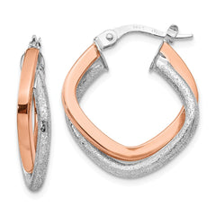Leslie's 14k Two-tone Polished and Textured Hinged Hoop Earrings