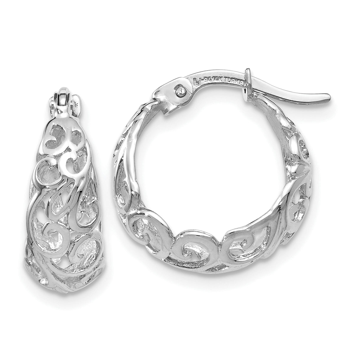 14K White Gold Polished Hoop Earrings