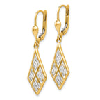 14K Gold Rhodium-Plated Diamond-Cut Leverback Earrings for Women