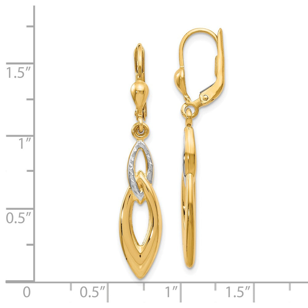 Leslie's 14k w/White Rhodium Diamond-cut Leverback Earrings
