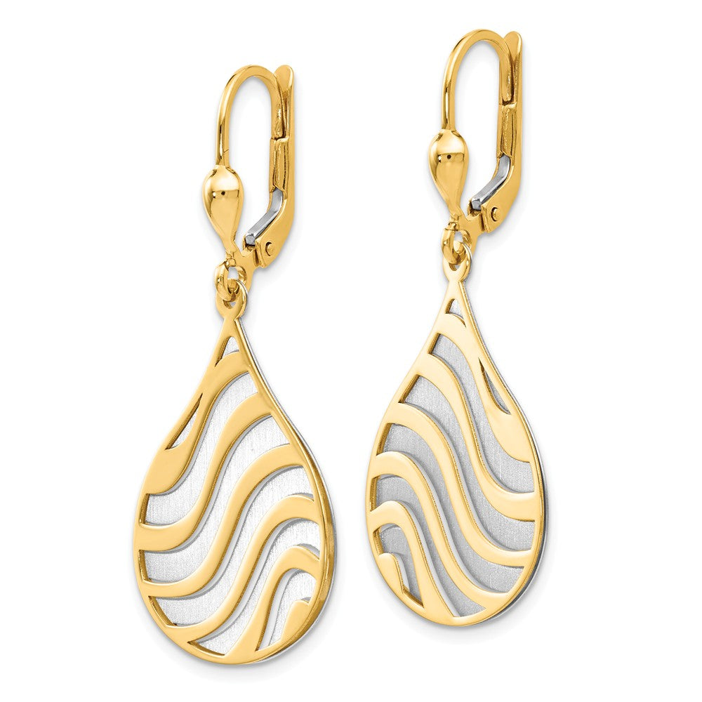 Leslie's 14k Two-tone Polished and Brushed Leverback Earrings