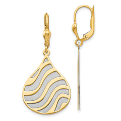 Leslie's 14k Two-tone Polished and Brushed Leverback Earrings