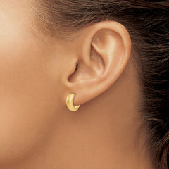 14K Polished and Textured Hinged Hoop Earrings