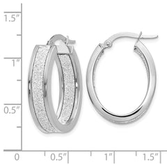 Leslie's 14k White Gold Polished Glimmer Infused Oval Hoop Earrings