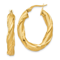 Leslie's 14k Polished and Brushed Twisted Hinged Hoop Earrings