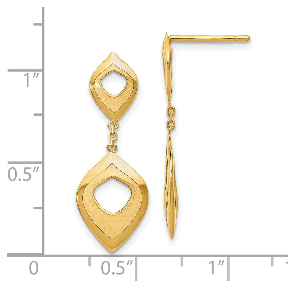 Leslie's 14k Polished and Brushed Post Dangle Earrings