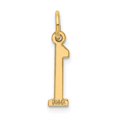 14K Gold Polished Number 1 Charm Laser Cut, Small, Elegant Design