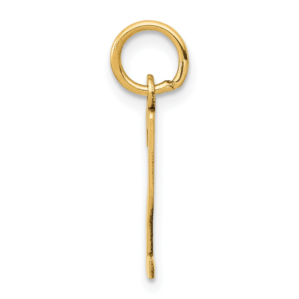 14K Gold Elongated Number 2 Charm  Polished, Laser-Cut, Small Themed Design