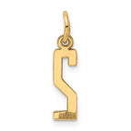 14K Gold Elongated Number 2 Charm  Polished, Laser-Cut, Small Themed Design