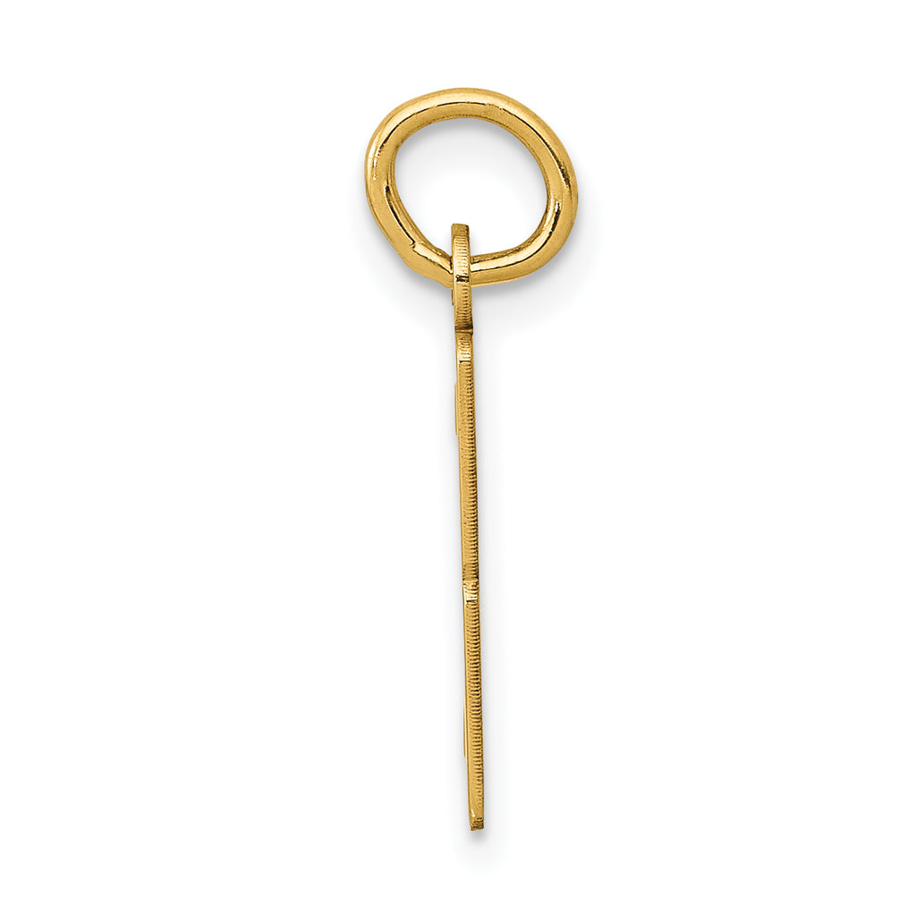 14K Gold Polished Elongated Number 3 Charm Laser Cut, Small