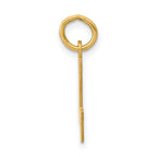 14K Gold Polished Small Elongated Number 4 Charm Laser Cut Design