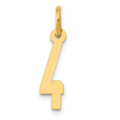 14k Small Elongated Number 4 Charm