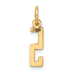 14K Gold Polished Number 5 Charm Laser Cut Small Elegant Design