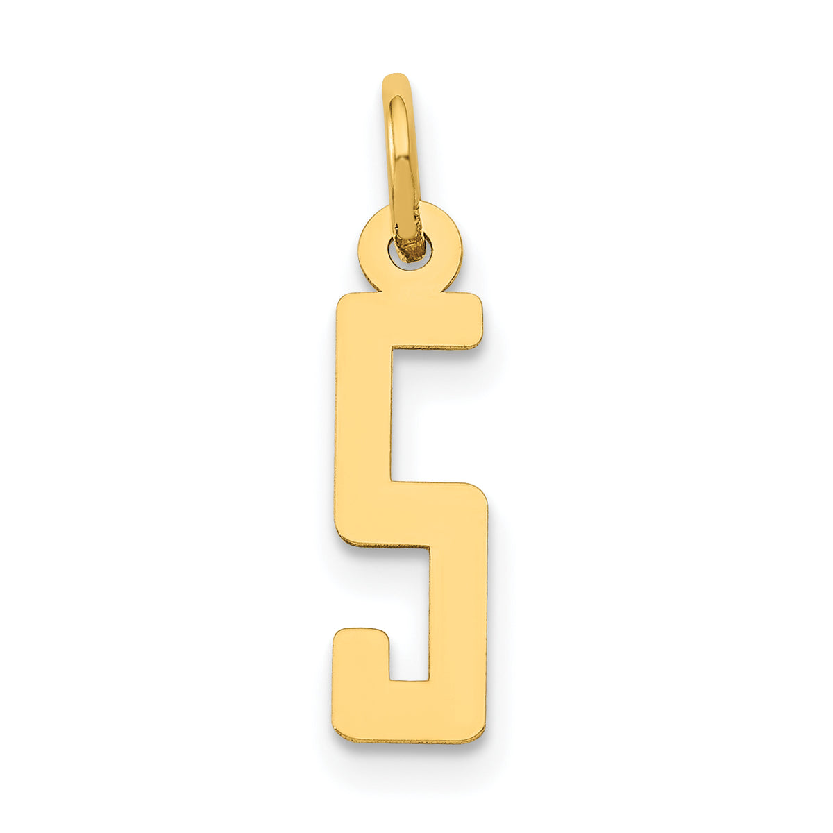 14k Small Elongated Number 5 Charm