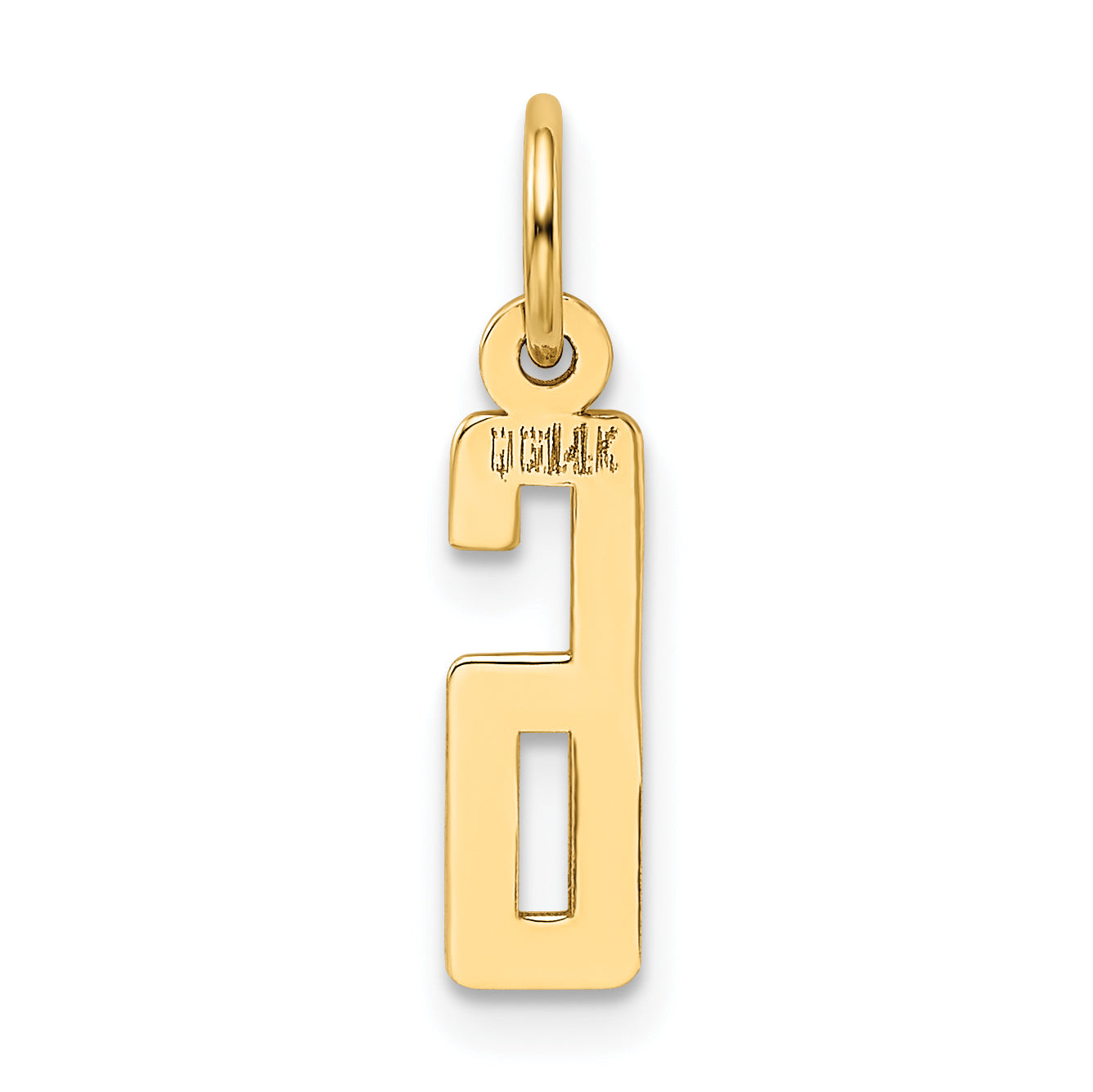 14K Gold Elongated Number 6 Charm Polished, Laser-Cut, Petite Design