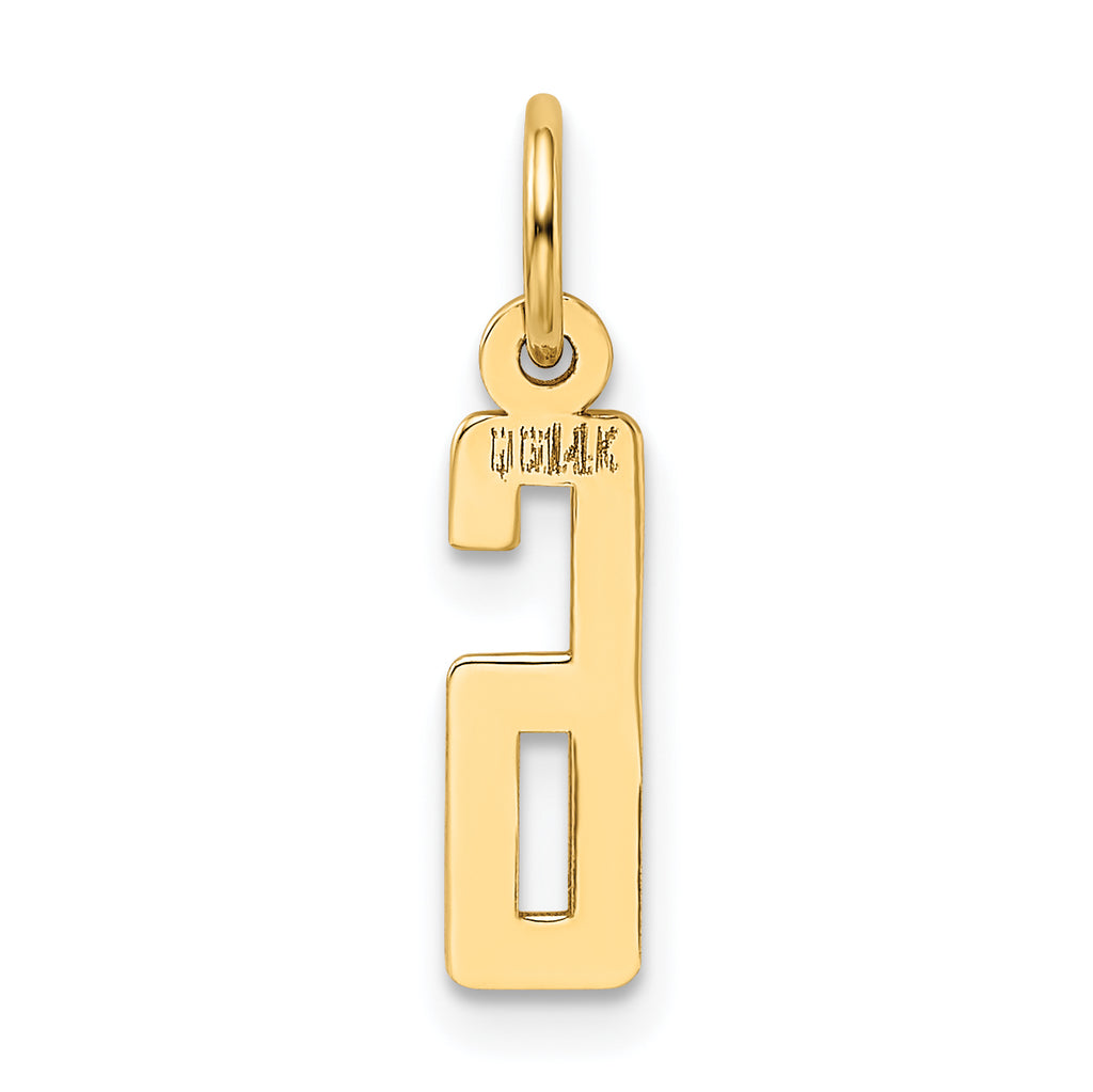 14K Gold Elongated Number 6 Charm Polished, Laser-Cut, Petite Design
