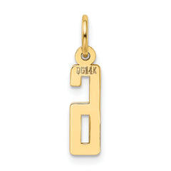 14K Gold Elongated Number 6 Charm Polished, Laser-Cut, Petite Design