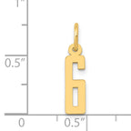 14K Gold Elongated Number 6 Charm Polished, Laser-Cut, Petite Design