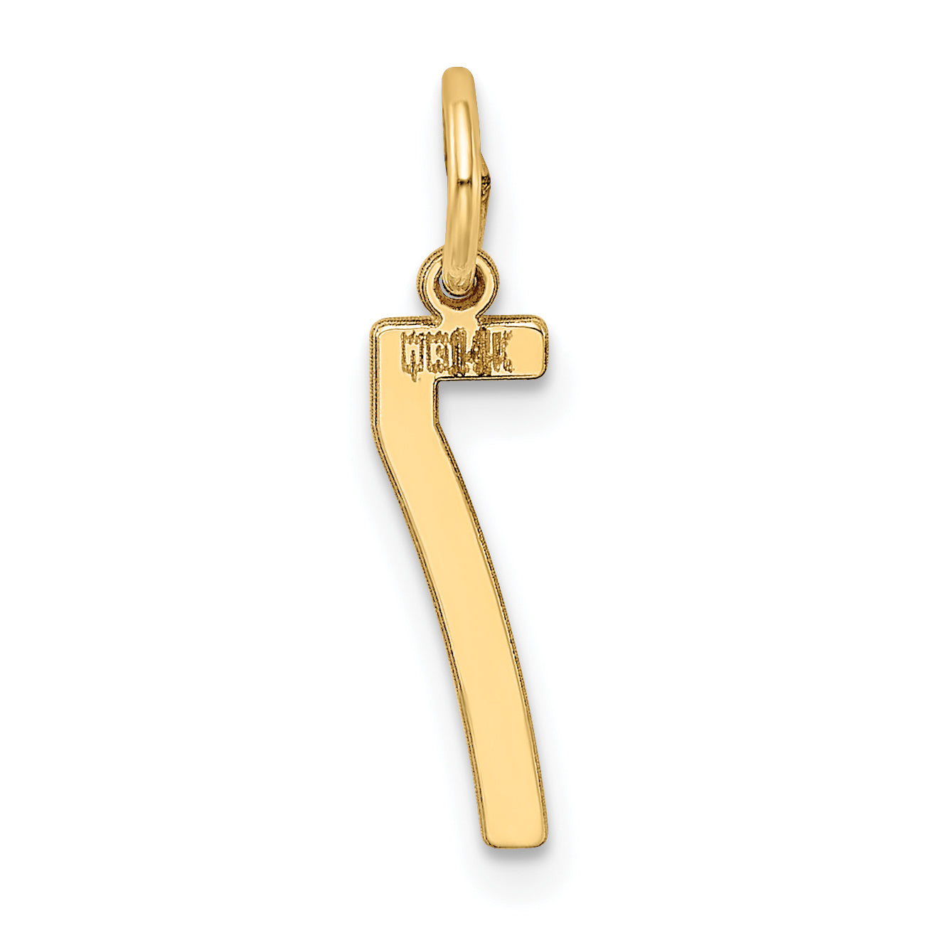 14K Gold Elongated Number 7 Charm with Polished Finish