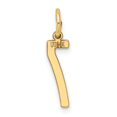 14K Gold Elongated Number 7 Charm with Polished Finish