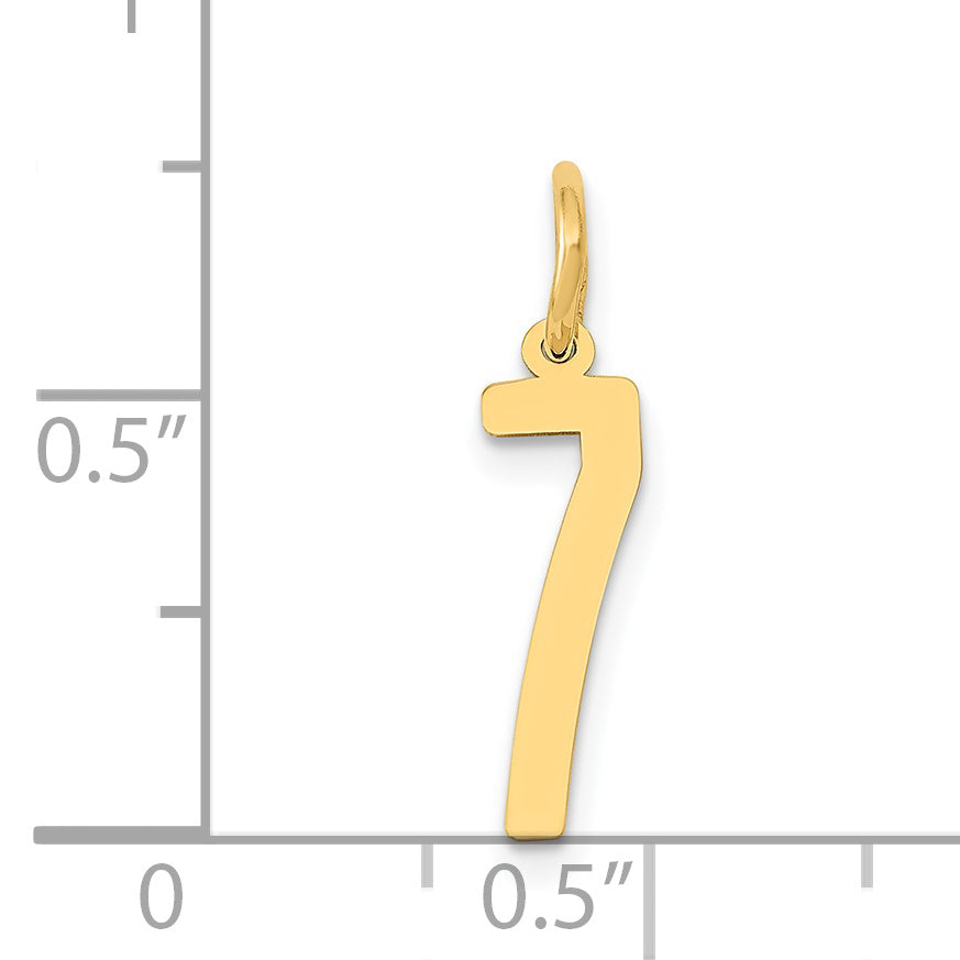 14K Gold Elongated Number 7 Charm with Polished Finish