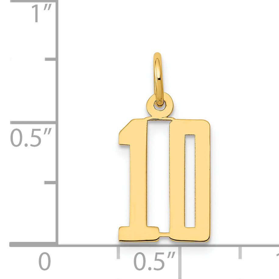 14K Gold Polished Small 10-Charm Pendant with Laser-Cut Detail