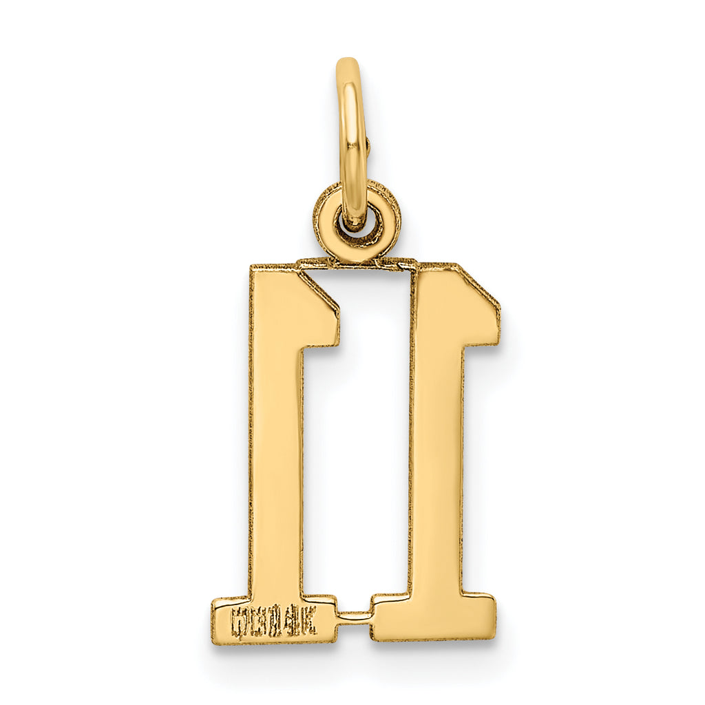 14K Gold Polished Elongated Charm with Laser Cut Design | Elegant & Themed