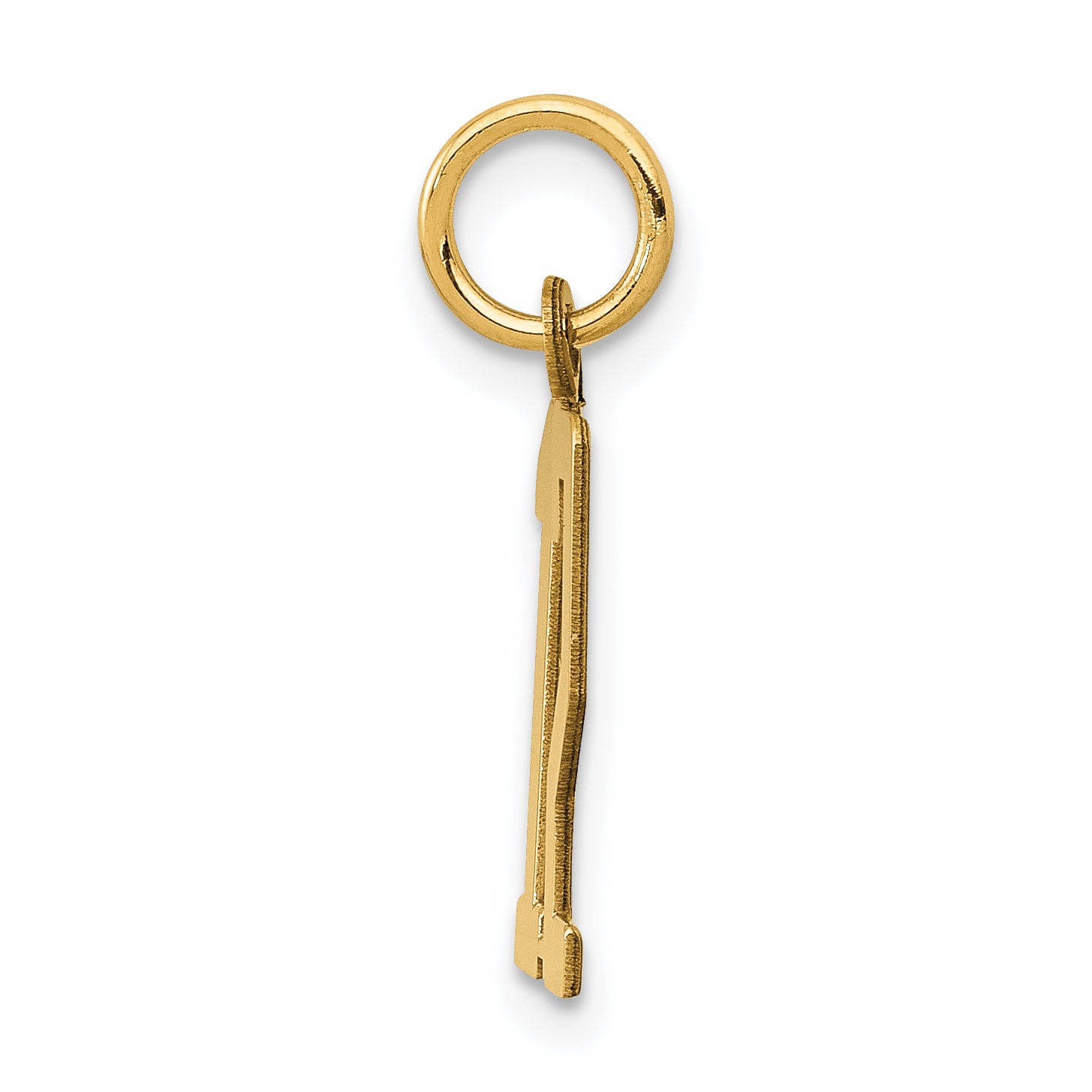 14K Gold Polished Elongated Charm Pendant  Laser Cut Small Themed Design