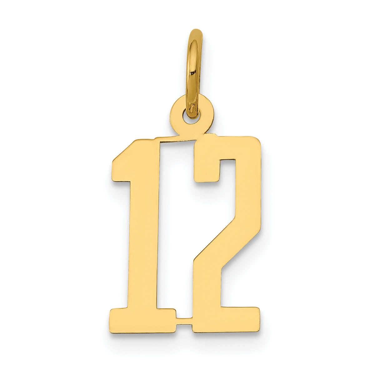 14k Small Elongated Number 12 Charm