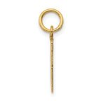 14K Gold Polished Elongated Charm with Laser Cut Detailing  Small Themed Pendant