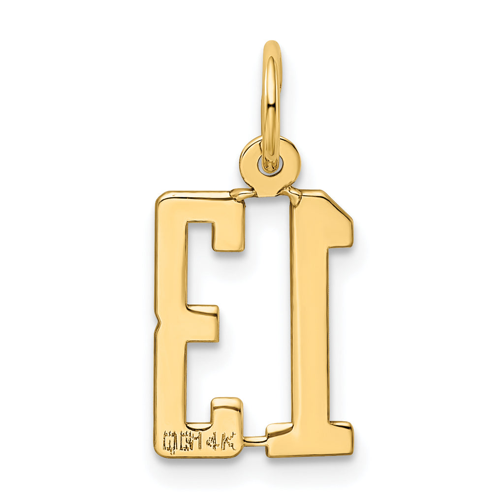 14K Gold Polished Elongated Charm with Laser Cut Detailing  Small Themed Pendant