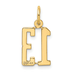 14K Gold Polished Elongated Charm with Laser Cut Detailing  Small Themed Pendant