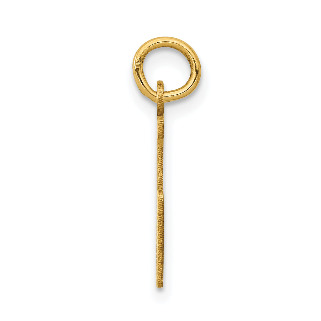 14K Gold Polished Elongated Charm with Laser Cut Detailing