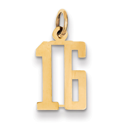 14k Small Elongated Number 16 Charm
