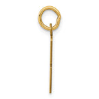 14K Gold Polished Elongated Charm Pendant, Small and Laser-Cut