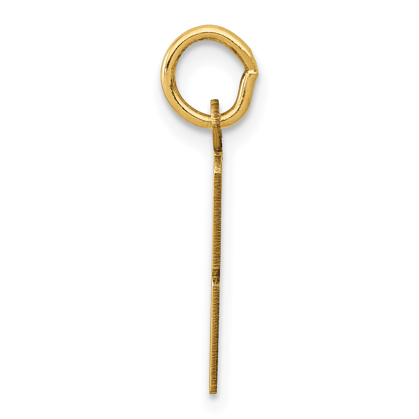 14K Gold Polished Elongated Charm Pendant, Small and Laser-Cut