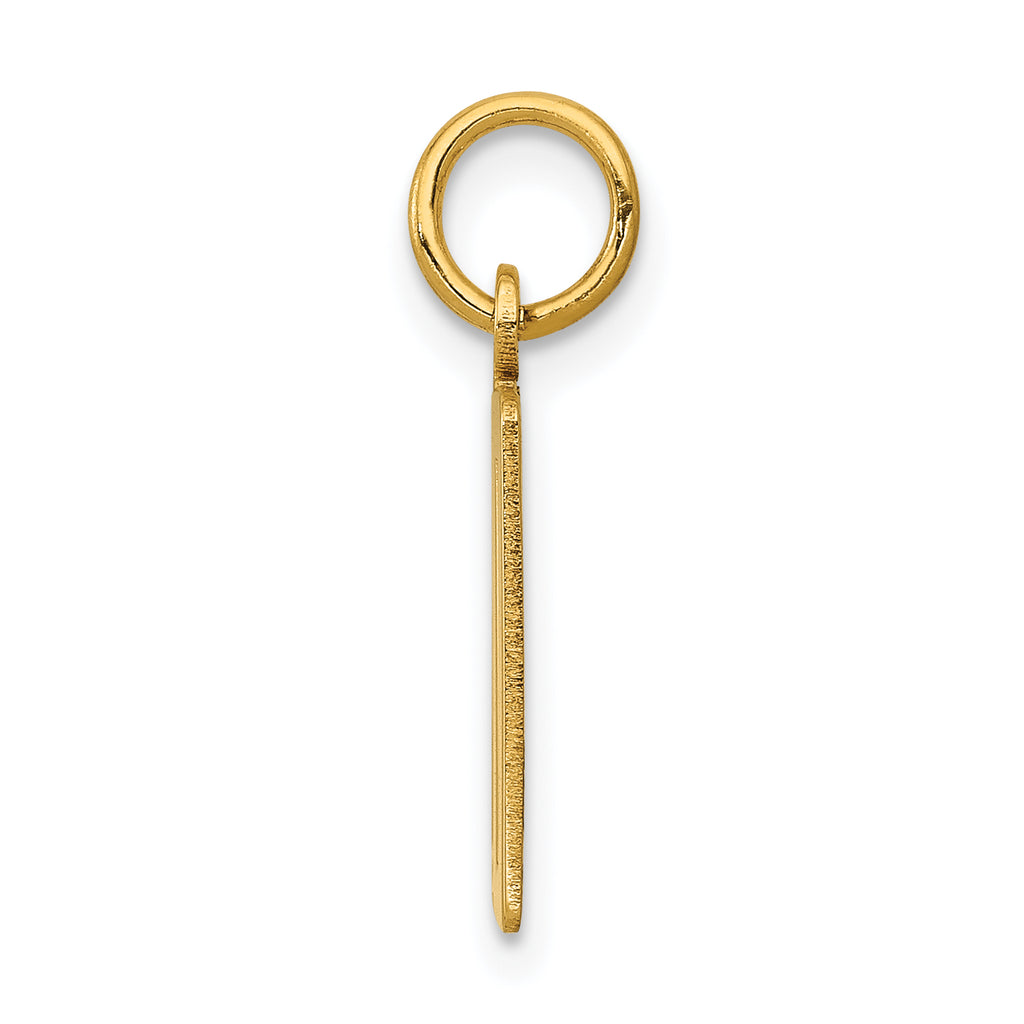 14K Gold Small Polished Elongated Charm with Laser Cut Finish
