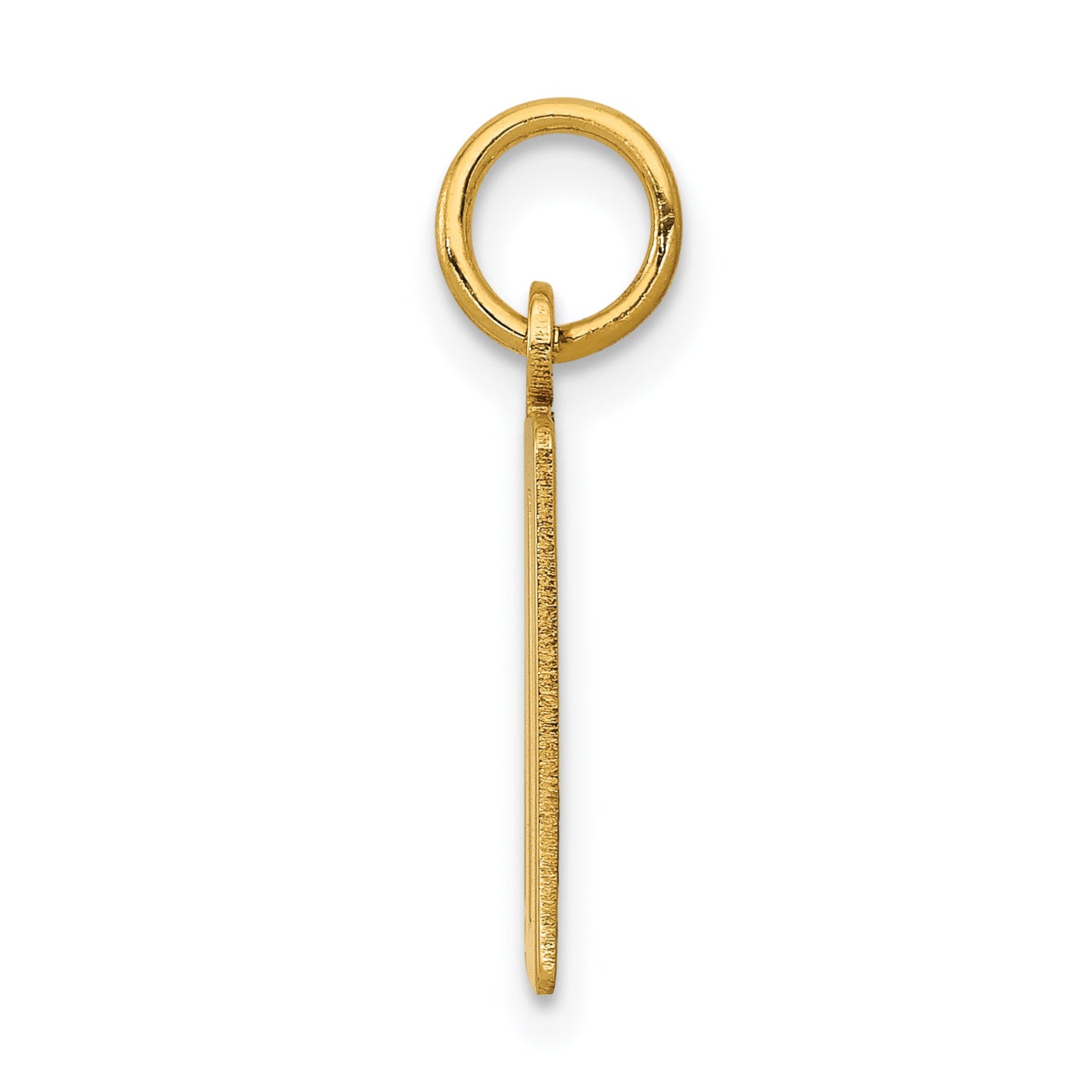 14K Gold Small Polished Elongated Charm with Laser Cut Finish