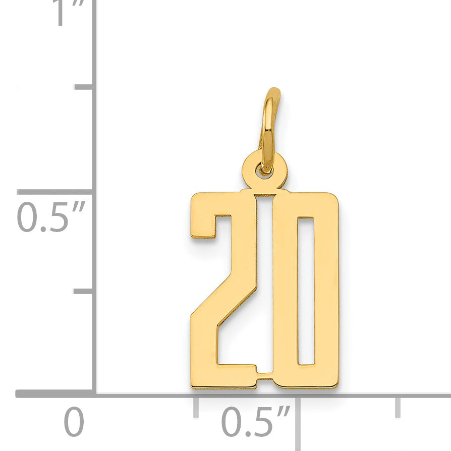 14K Gold Small Polished Elongated Charm with Laser Cut Finish