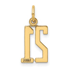 14K Gold Small Polished 21 Charm Pendant with Laser-Cut Finish