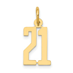 14k Small Elongated Number 21 Charm