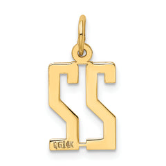 14K Gold Polished Elongated 22 Charm with Laser Cut Design