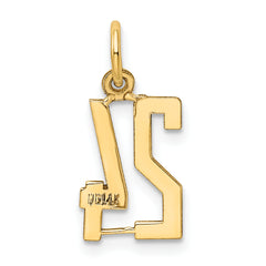 14K Gold Polished Elongated Charm with Laser Cut Detail Small