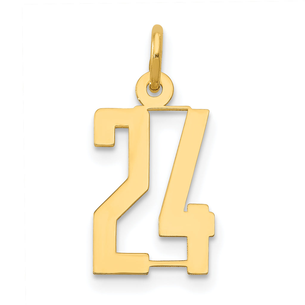 14k Small Elongated Number 24 Charm