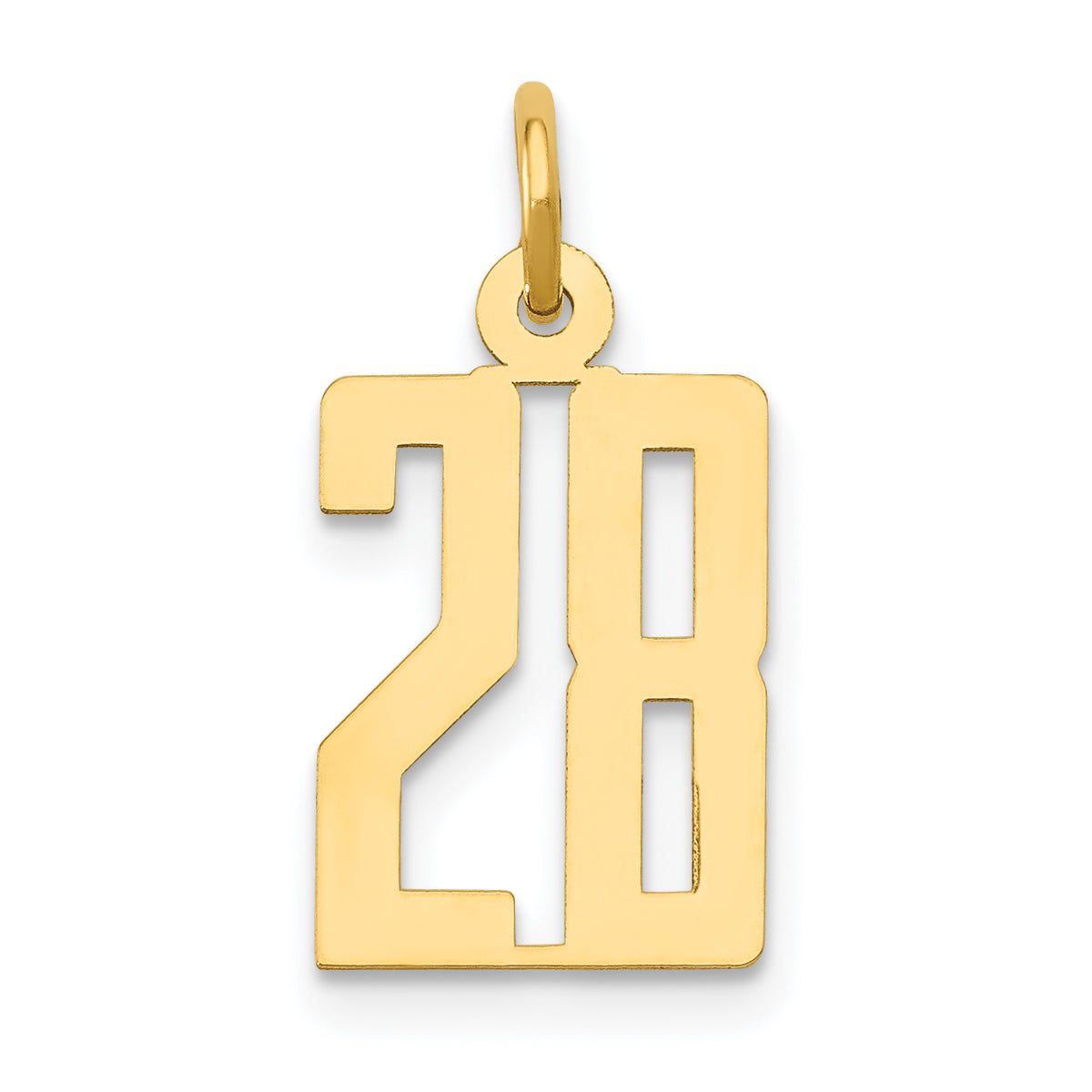 14k Small Elongated Number 28 Charm